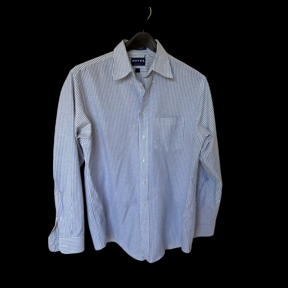 Arrow Dover Oxford Shirt 16-34/35 Blue White Striped‎ Long Sleeve Button Down
